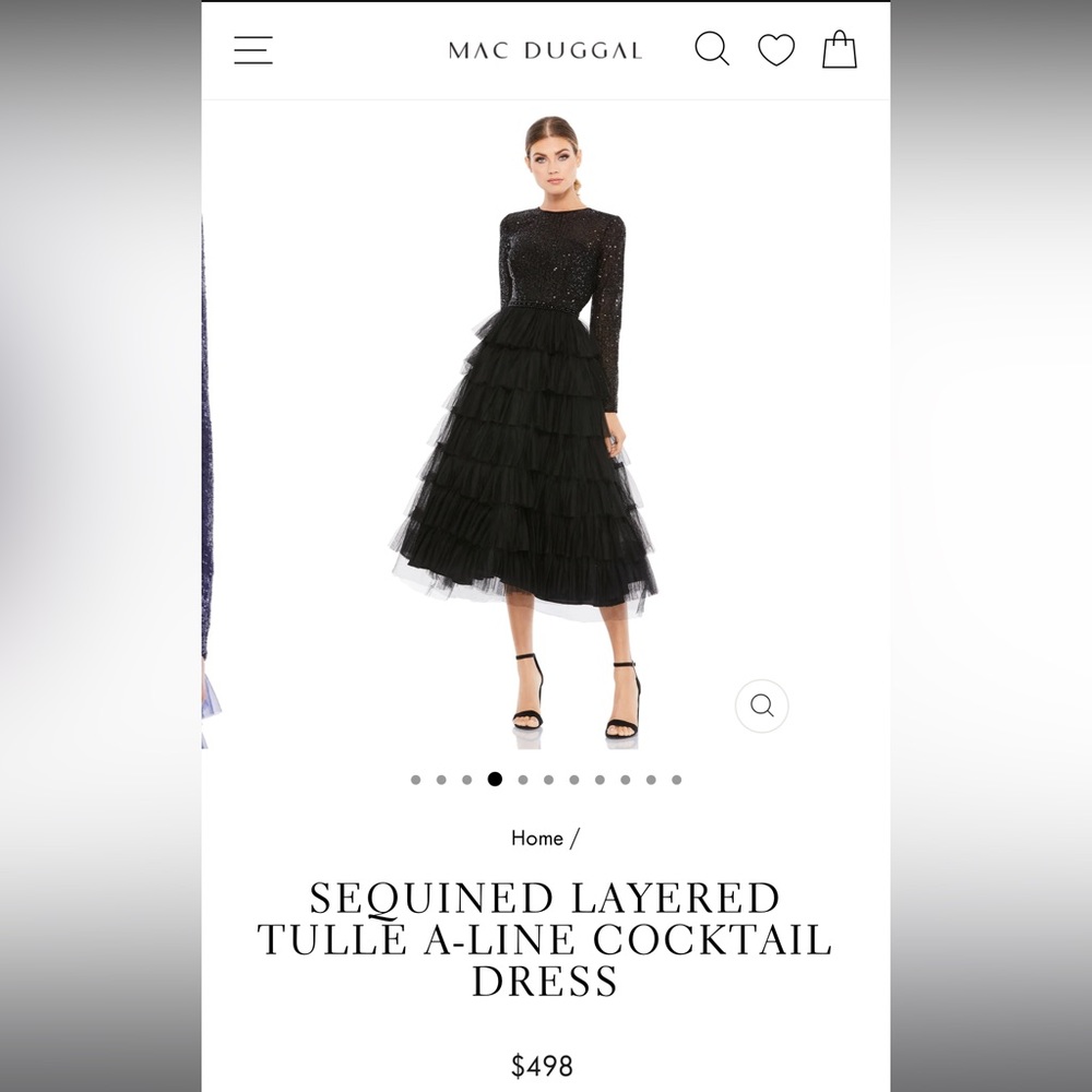 MAC DUGGAL SEQUINED LAYERED TULLE A-LINE COCKTAIL DRESS SIZE 6